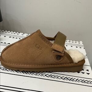 UGG Chestnut Suede Backstrap Shearling Mule